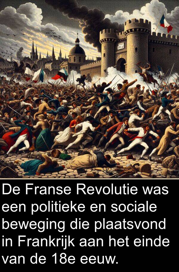 einde: De Franse Revolutie was een politieke en sociale beweging die plaatsvond in Frankrijk aan het einde van de 18e eeuw.