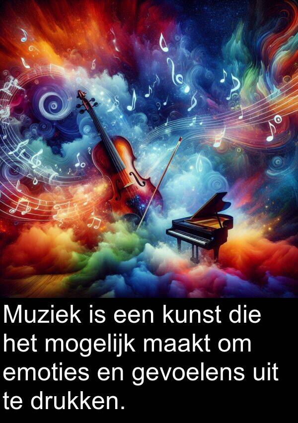 maakt: Muziek is een kunst die het mogelijk maakt om emoties en gevoelens uit te drukken.