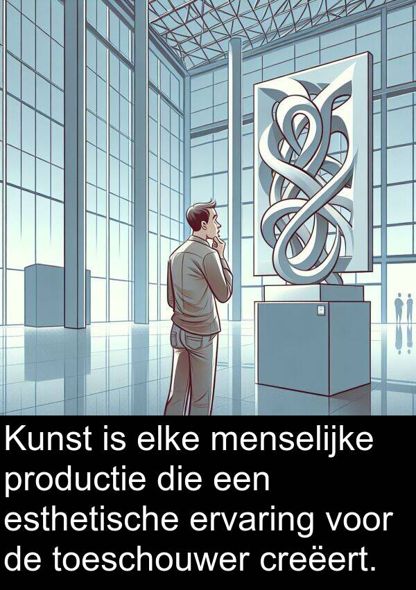 productie: Kunst is elke menselijke productie die een esthetische ervaring voor de toeschouwer creëert.