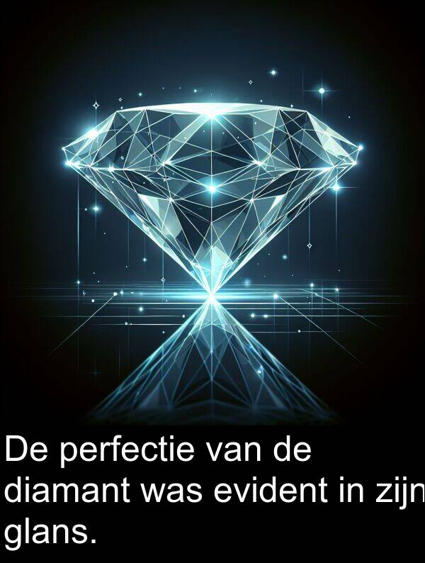 diamant: De perfectie van de diamant was evident in zijn glans.