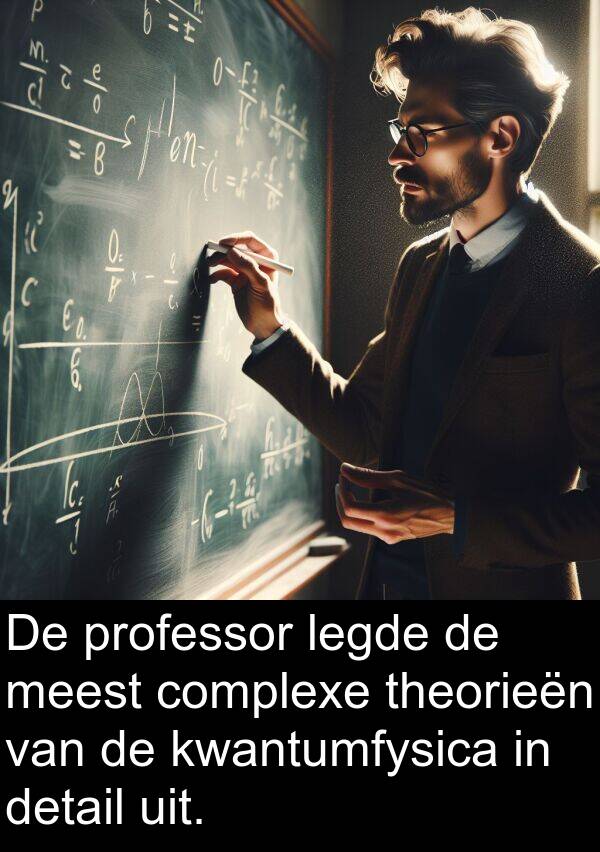 complexe: De professor legde de meest complexe theorieën van de kwantumfysica in detail uit.