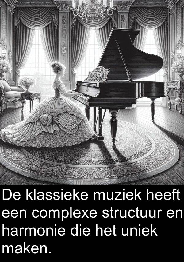 muziek: De klassieke muziek heeft een complexe structuur en harmonie die het uniek maken.