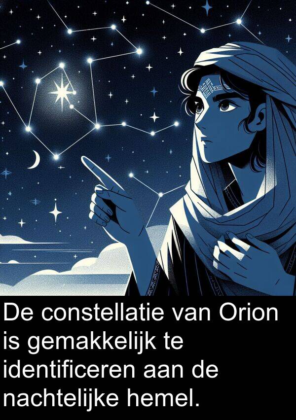 nachtelijke: De constellatie van Orion is gemakkelijk te identificeren aan de nachtelijke hemel.