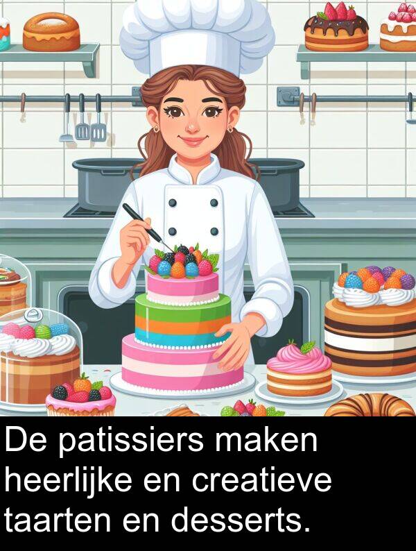 desserts: De patissiers maken heerlijke en creatieve taarten en desserts.