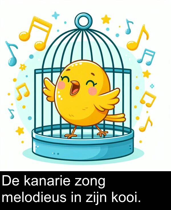 zijn: De kanarie zong melodieus in zijn kooi.