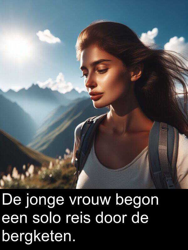 jonge: De jonge vrouw begon een solo reis door de bergketen.