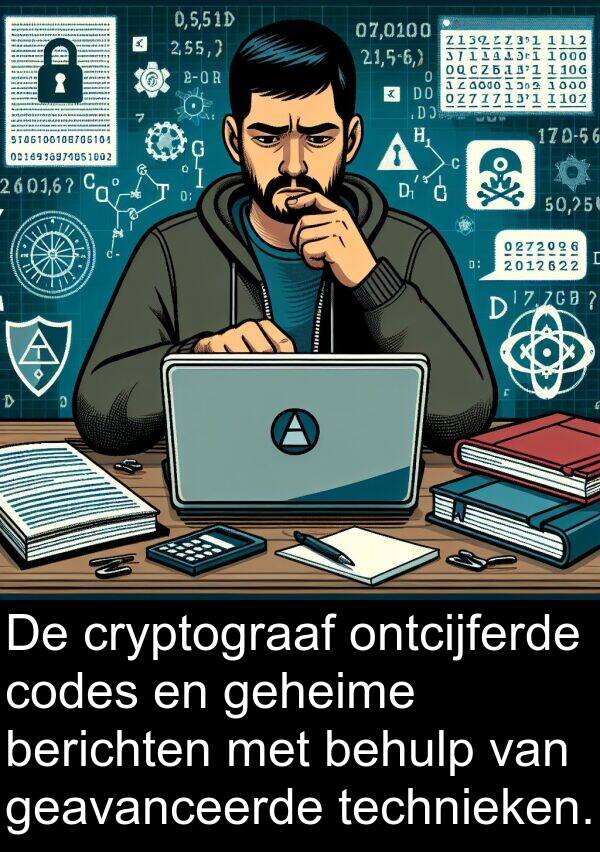 geavanceerde: De cryptograaf ontcijferde codes en geheime berichten met behulp van geavanceerde technieken.