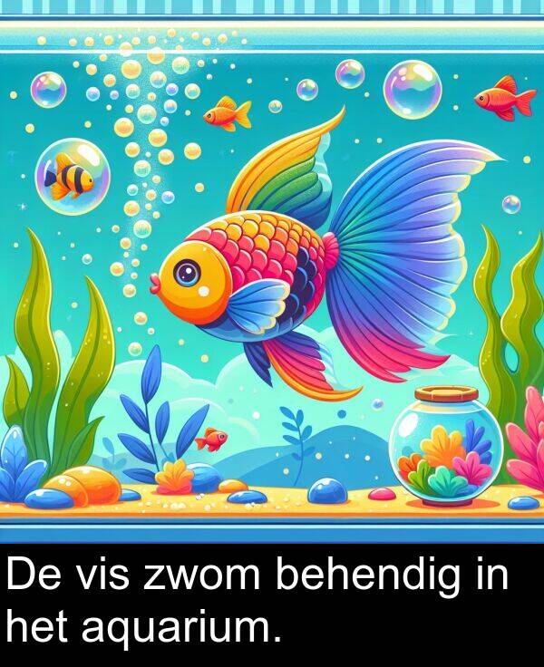 behendig: De vis zwom behendig in het aquarium.