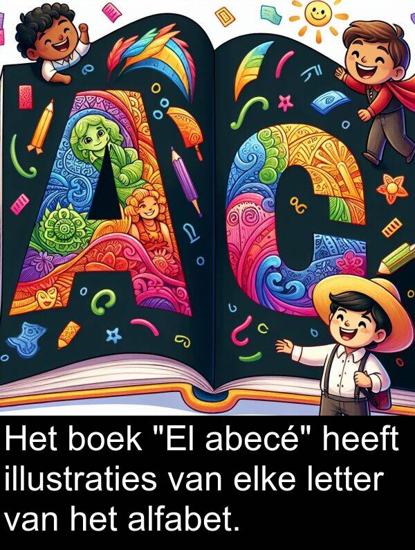 boek: Het boek "El abecé" heeft illustraties van elke letter van het alfabet.