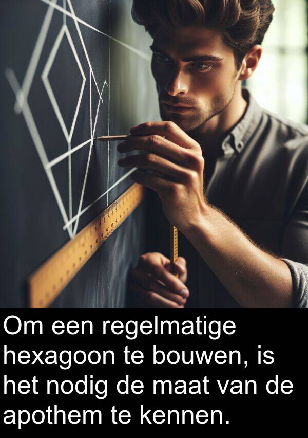 kennen: Om een regelmatige hexagoon te bouwen, is het nodig de maat van de apothem te kennen.