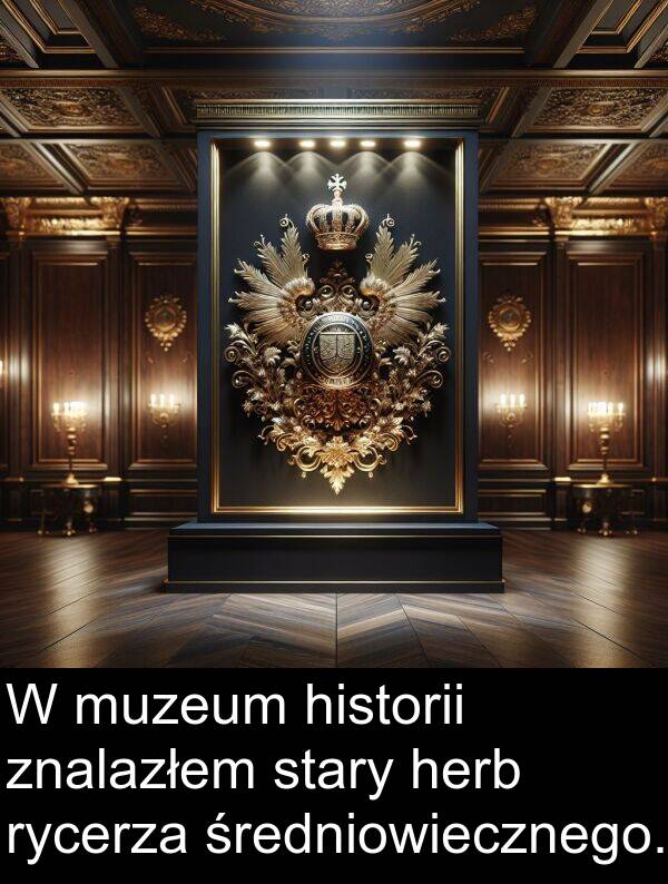 historii: W muzeum historii znalazłem stary herb rycerza średniowiecznego.