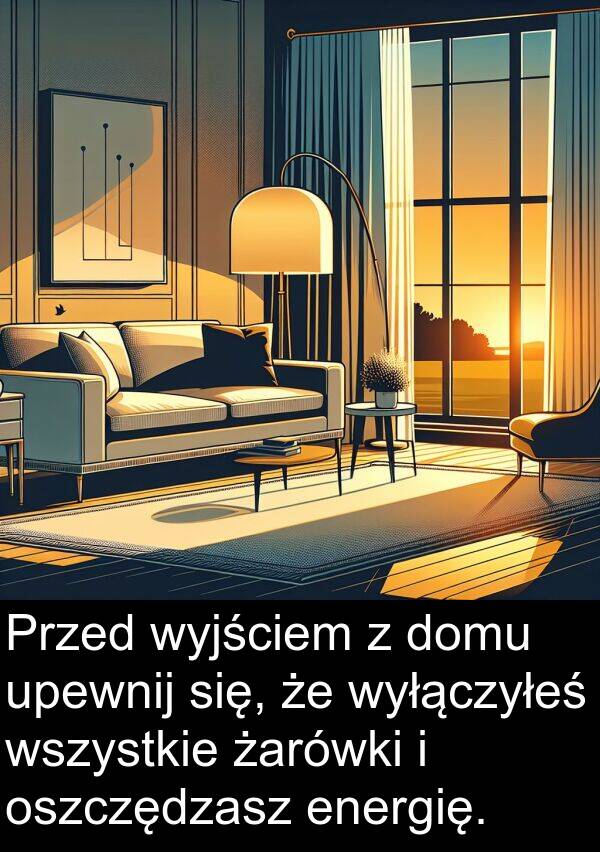 energię: Przed wyjściem z domu upewnij się, że wyłączyłeś wszystkie żarówki i oszczędzasz energię.