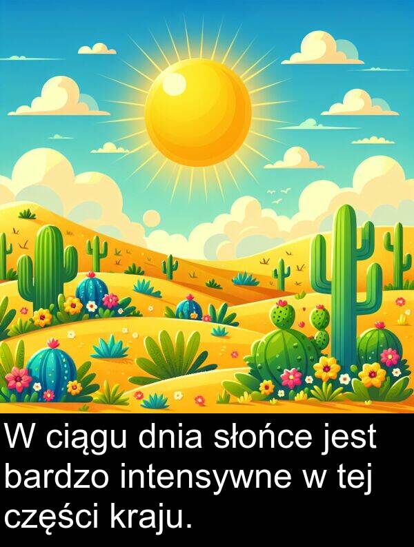 dnia: W ciągu dnia słońce jest bardzo intensywne w tej części kraju.