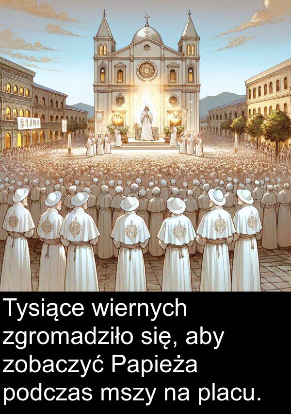 mszy: Tysiące wiernych zgromadziło się, aby zobaczyć Papieża podczas mszy na placu.