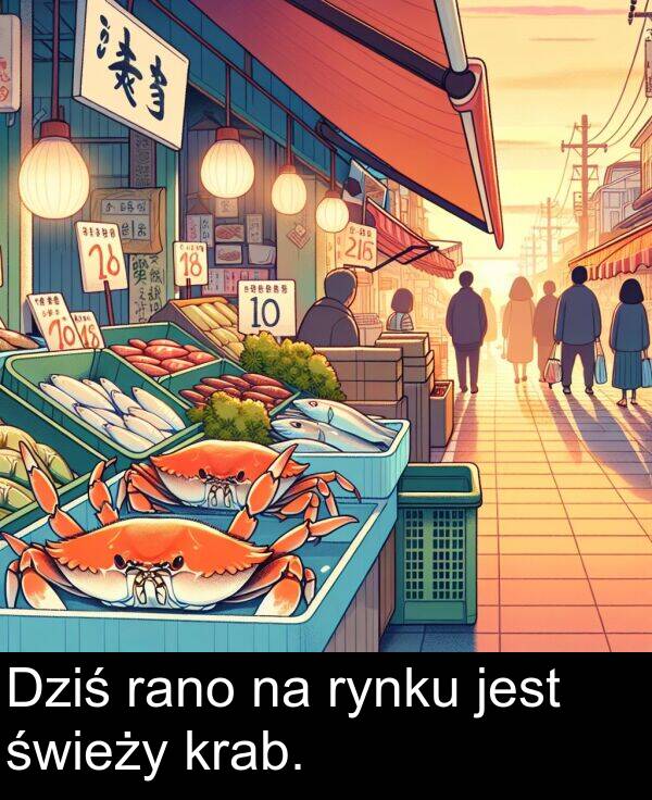 jest: Dziś rano na rynku jest świeży krab.