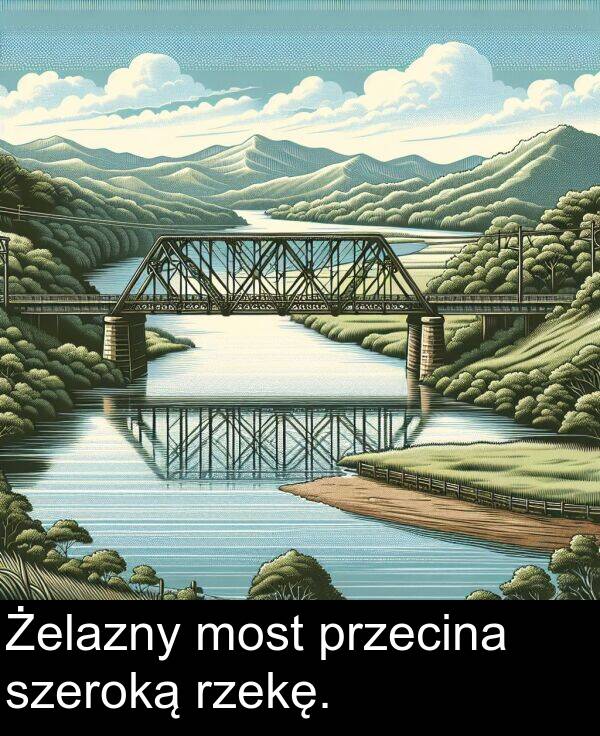 most: Żelazny most przecina szeroką rzekę.