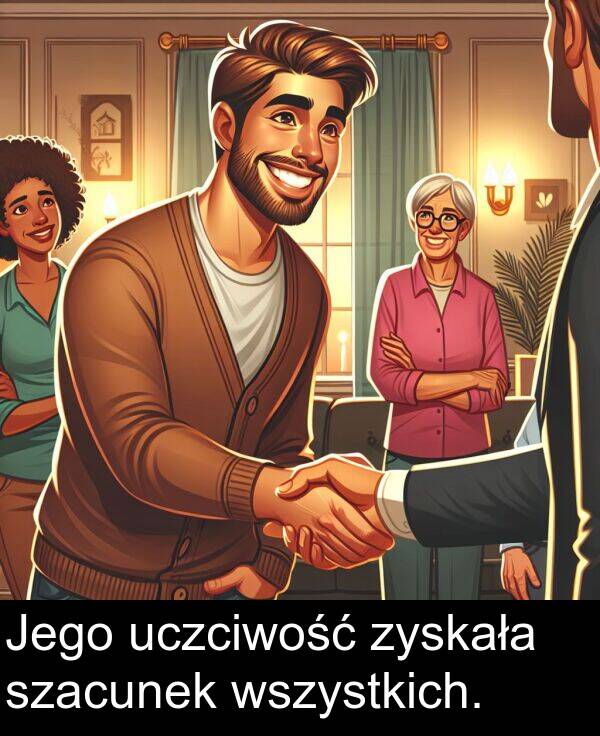 uczciwość: Jego uczciwość zyskała szacunek wszystkich.