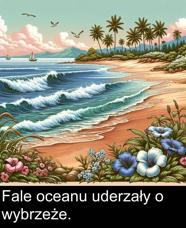 wybrzeże: Fale oceanu uderzały o wybrzeże.