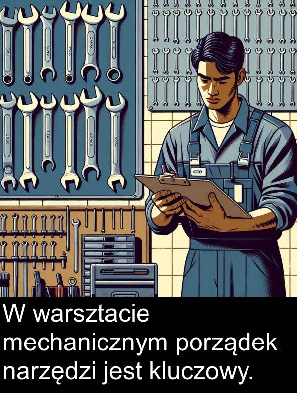 kluczowy: W warsztacie mechanicznym porządek narzędzi jest kluczowy.