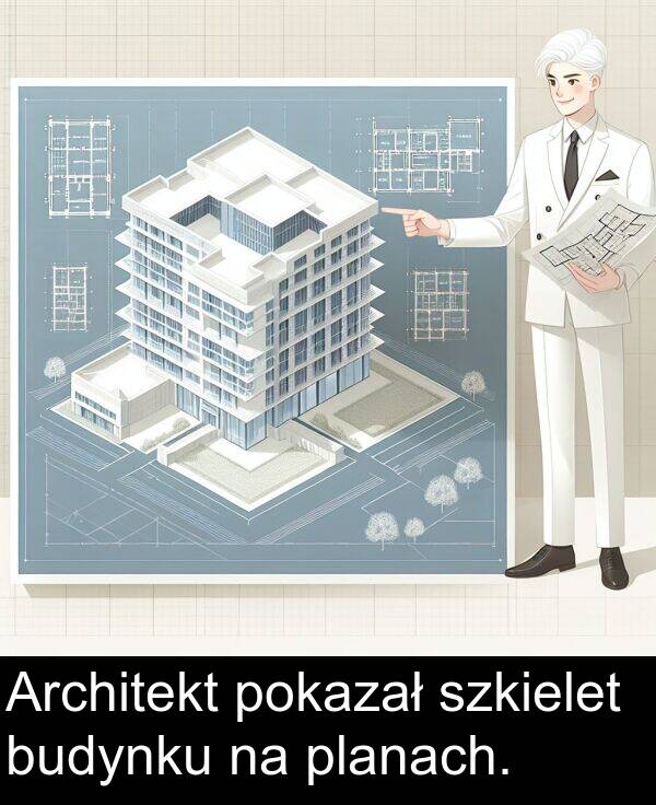 szkielet: Architekt pokazał szkielet budynku na planach.