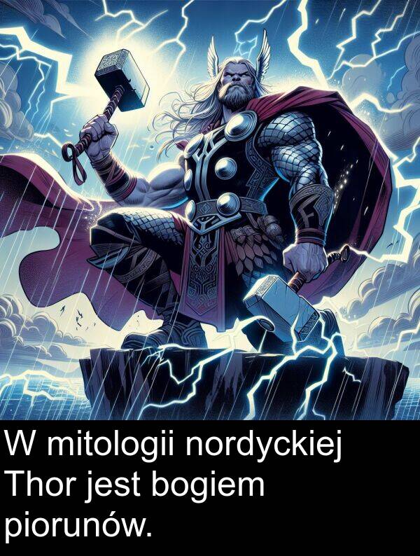 bogiem: W mitologii nordyckiej Thor jest bogiem piorunów.