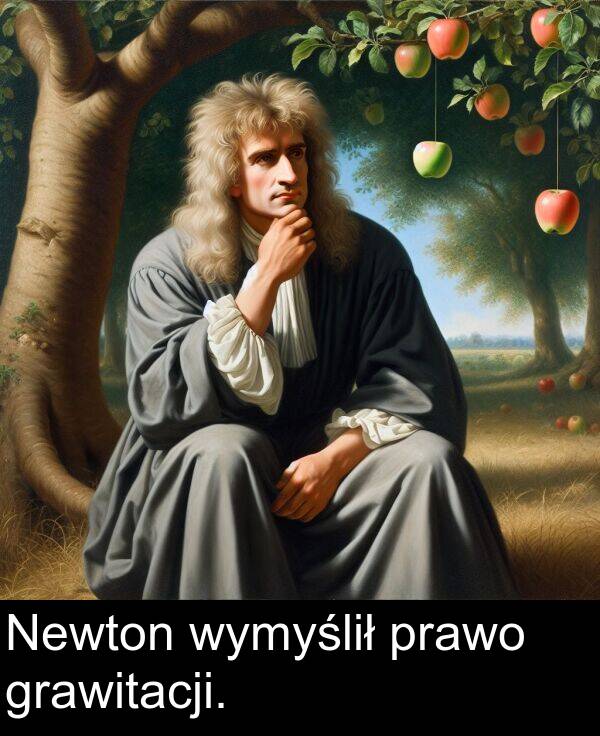 grawitacji: Newton wymyślił prawo grawitacji.