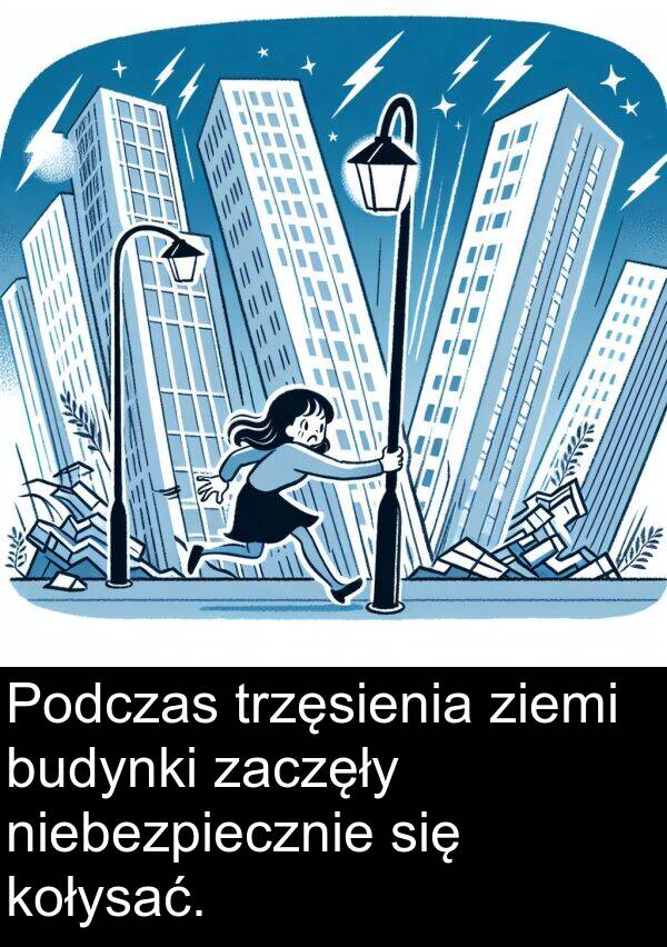 zaczęły: Podczas trzęsienia ziemi budynki zaczęły niebezpiecznie się kołysać.