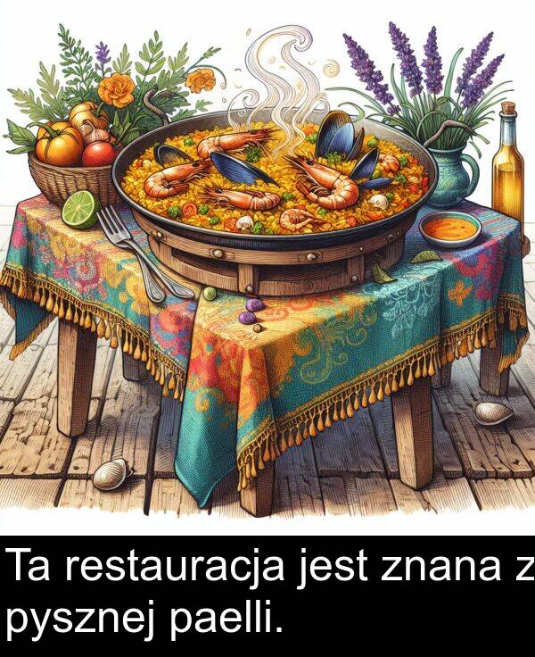 znana: Ta restauracja jest znana z pysznej paelli.