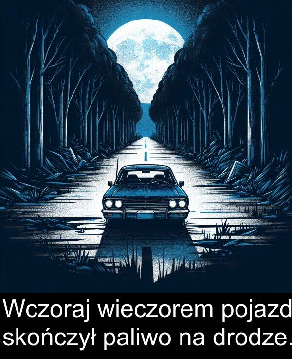 drodze: Wczoraj wieczorem pojazd skończył paliwo na drodze.