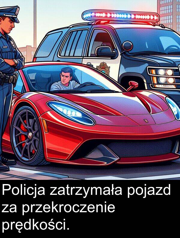 zatrzymała: Policja zatrzymała pojazd za przekroczenie prędkości.