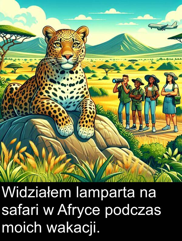 wakacji: Widziałem lamparta na safari w Afryce podczas moich wakacji.