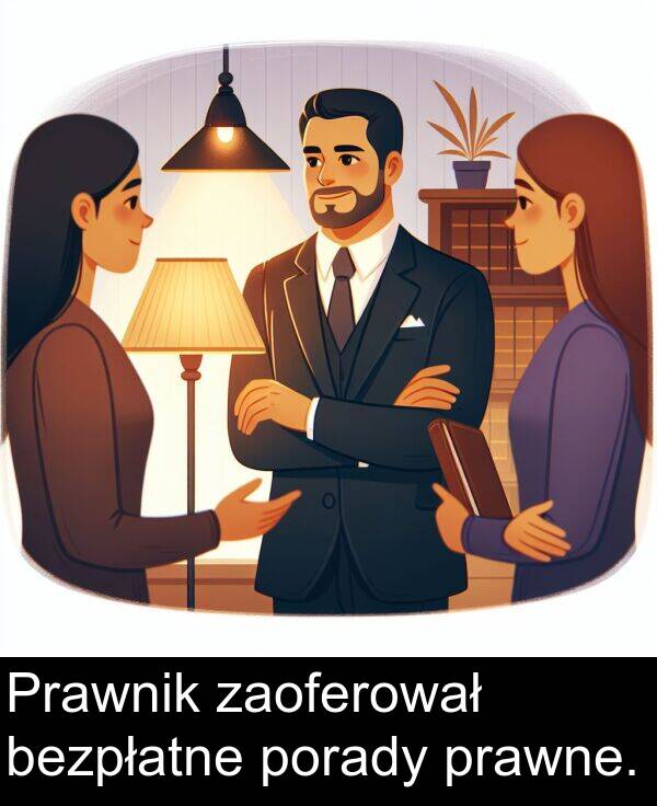 prawne: Prawnik zaoferował bezpłatne porady prawne.