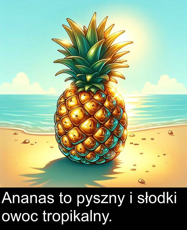 słodki: Ananas to pyszny i słodki owoc tropikalny.