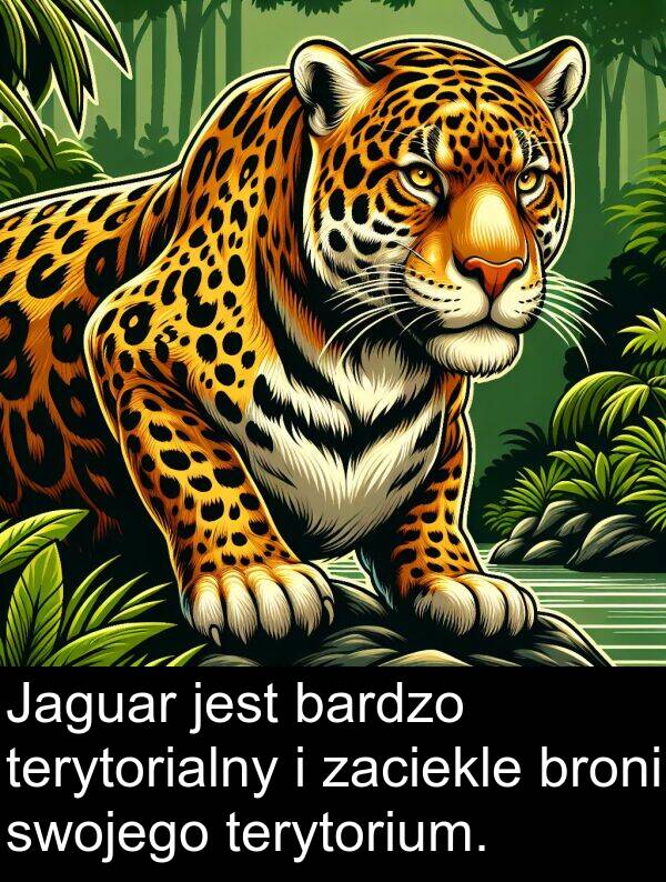 terytorium: Jaguar jest bardzo terytorialny i zaciekle broni swojego terytorium.