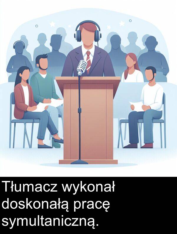 doskonałą: Tłumacz wykonał doskonałą pracę symultaniczną.