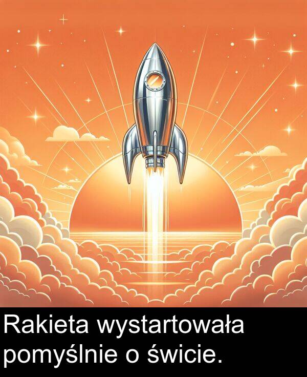 pomyślnie: Rakieta wystartowała pomyślnie o świcie.