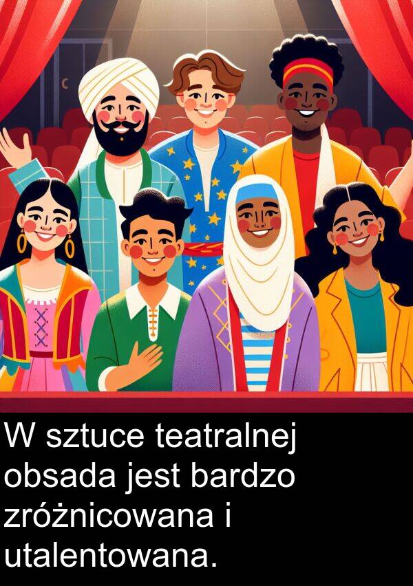 sztuce: W sztuce teatralnej obsada jest bardzo zróżnicowana i utalentowana.