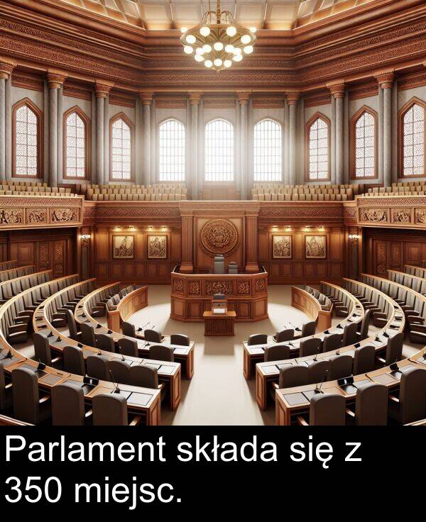 się: Parlament składa się z 350 miejsc.