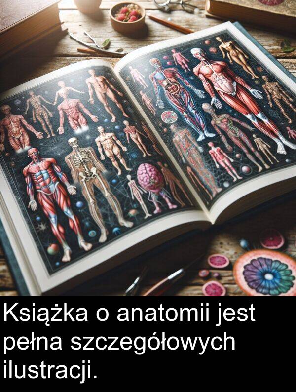 anatomii: Książka o anatomii jest pełna szczegółowych ilustracji.