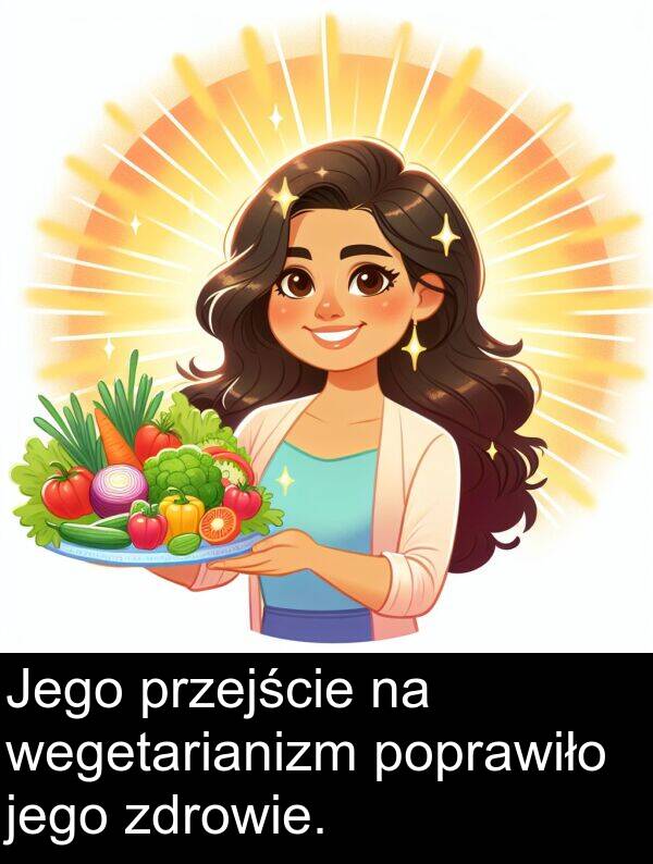 jego: Jego przejście na wegetarianizm poprawiło jego zdrowie.