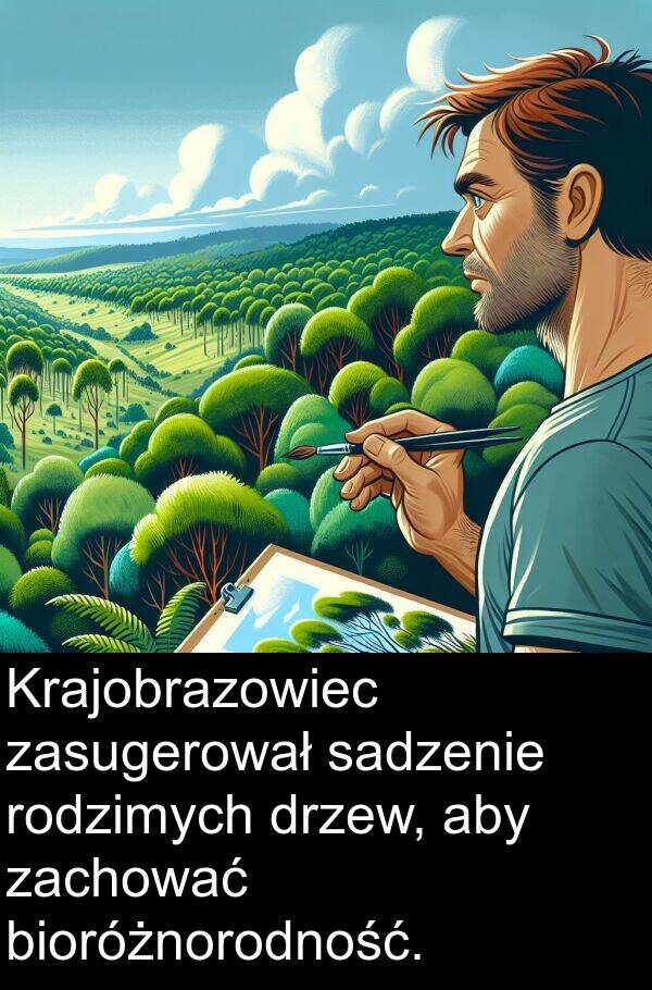 drzew: Krajobrazowiec zasugerował sadzenie rodzimych drzew, aby zachować bioróżnorodność.