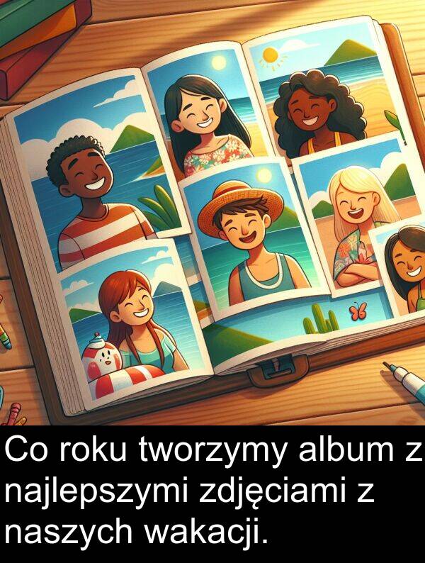 najlepszymi: Co roku tworzymy album z najlepszymi zdjęciami z naszych wakacji.