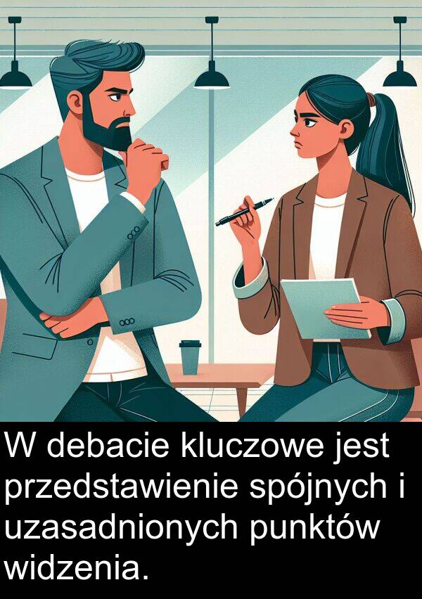 debacie: W debacie kluczowe jest przedstawienie spójnych i uzasadnionych punktów widzenia.