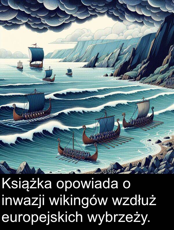 europejskich: Książka opowiada o inwazji wikingów wzdłuż europejskich wybrzeży.