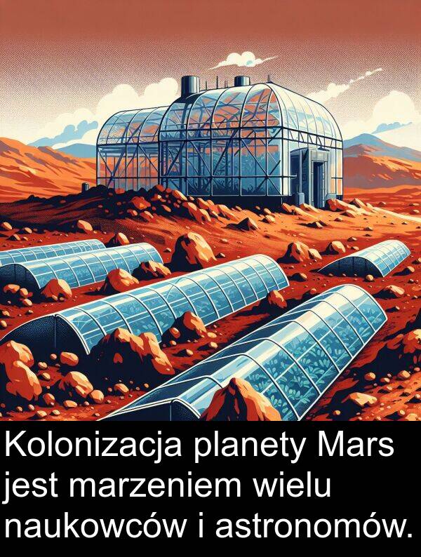 marzeniem: Kolonizacja planety Mars jest marzeniem wielu naukowców i astronomów.