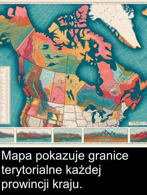 granice: Mapa pokazuje granice terytorialne każdej prowincji kraju.