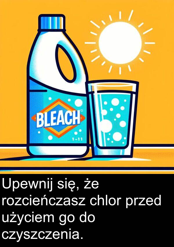 czyszczenia: Upewnij się, że rozcieńczasz chlor przed użyciem go do czyszczenia.