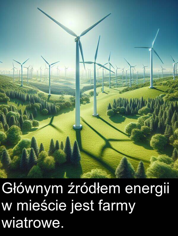 źródłem: Głównym źródłem energii w mieście jest farmy wiatrowe.