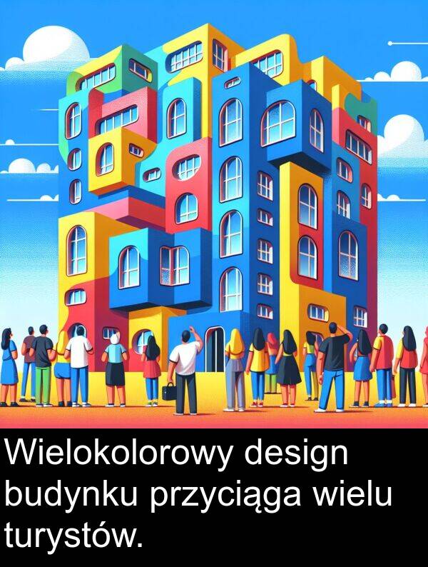 turystów: Wielokolorowy design budynku przyciąga wielu turystów.