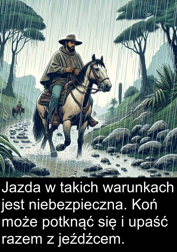 takich: Jazda w takich warunkach jest niebezpieczna. Koń może potknąć się i upaść razem z jeźdźcem.